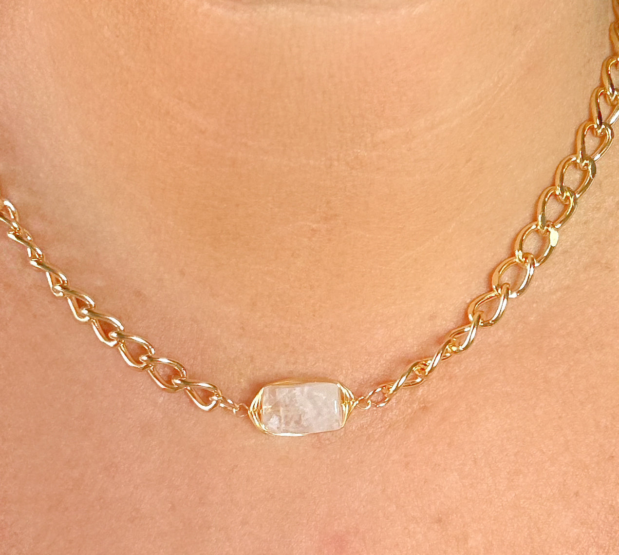 Avery 14k Gold Filled Natural Quartz Necklace