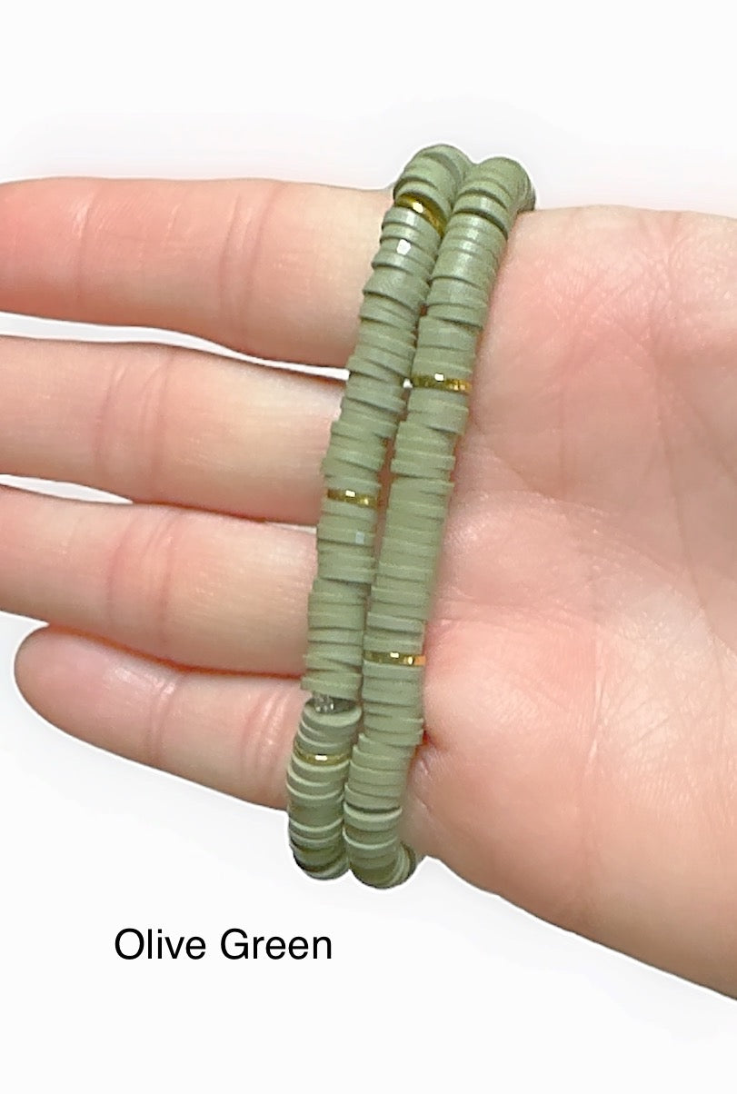 Green Hue Heishi Single Bracelets